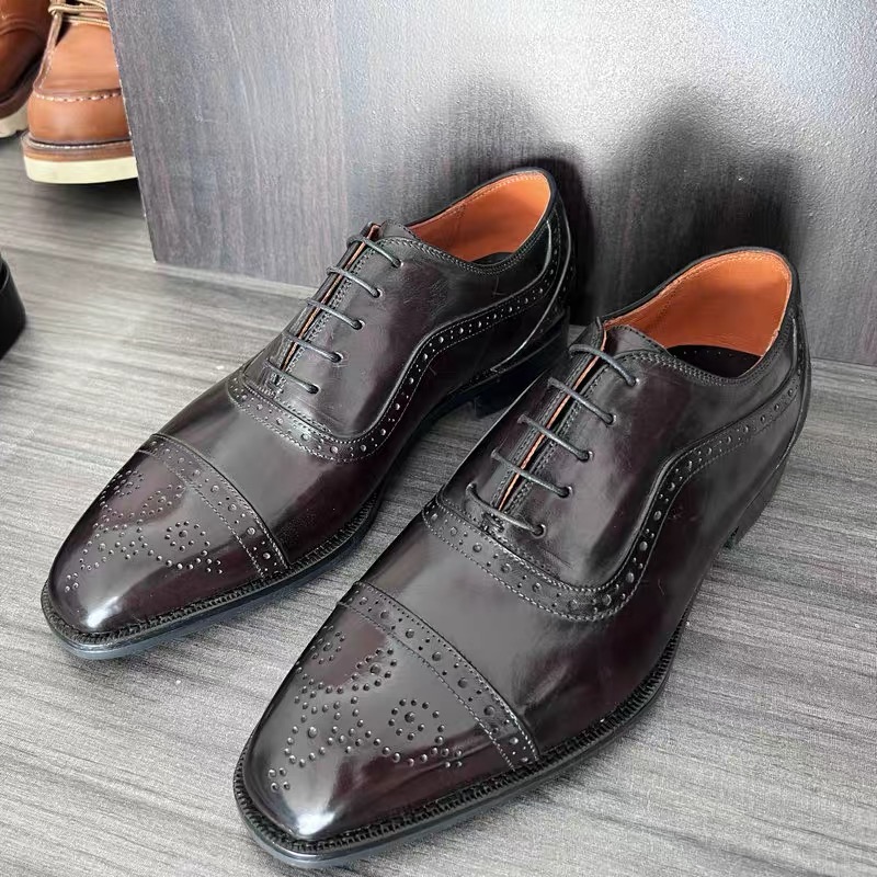 Handmade customized full leather shoes men's formal business shoes British style brogue wedding shoes carvings